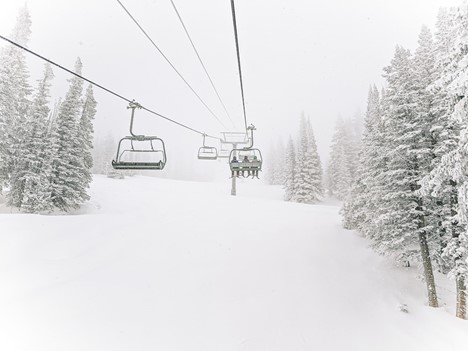 cable car over snow covered ground